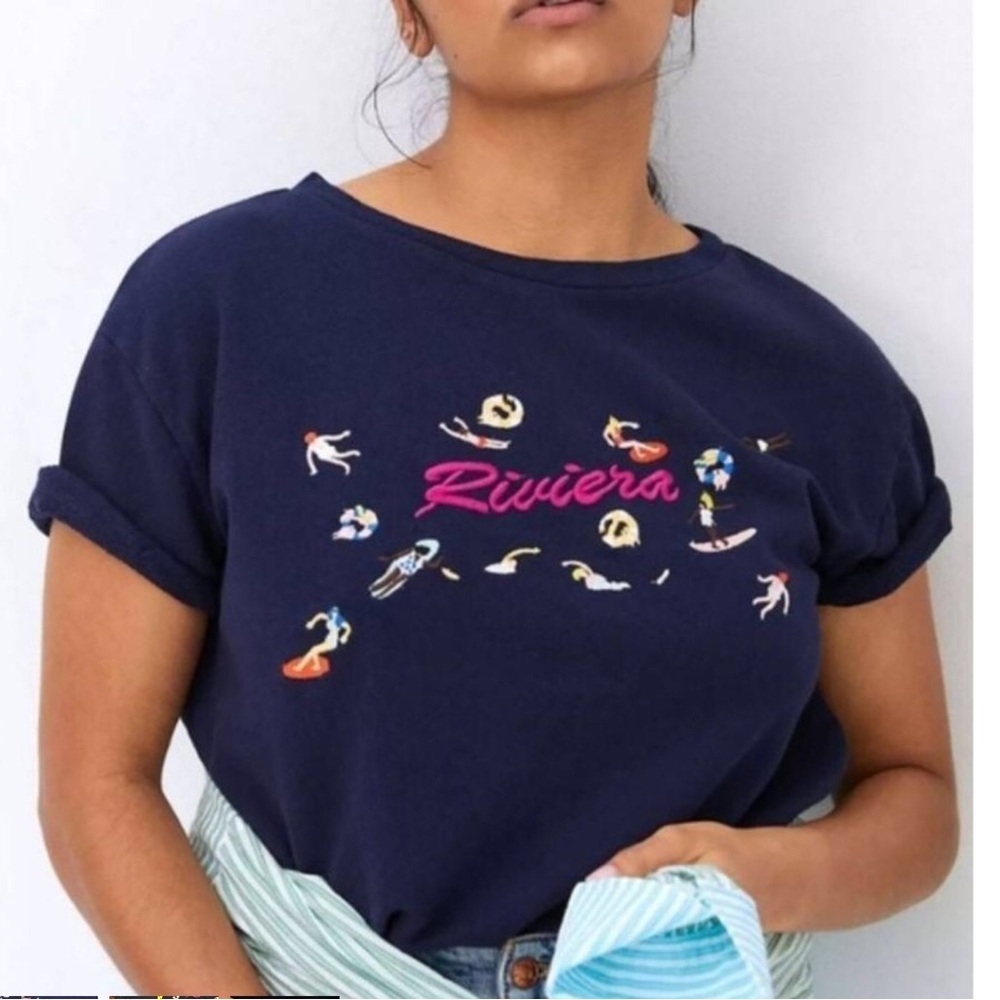 Maeve Oversized Summer Embroidered Top Riviera NWT